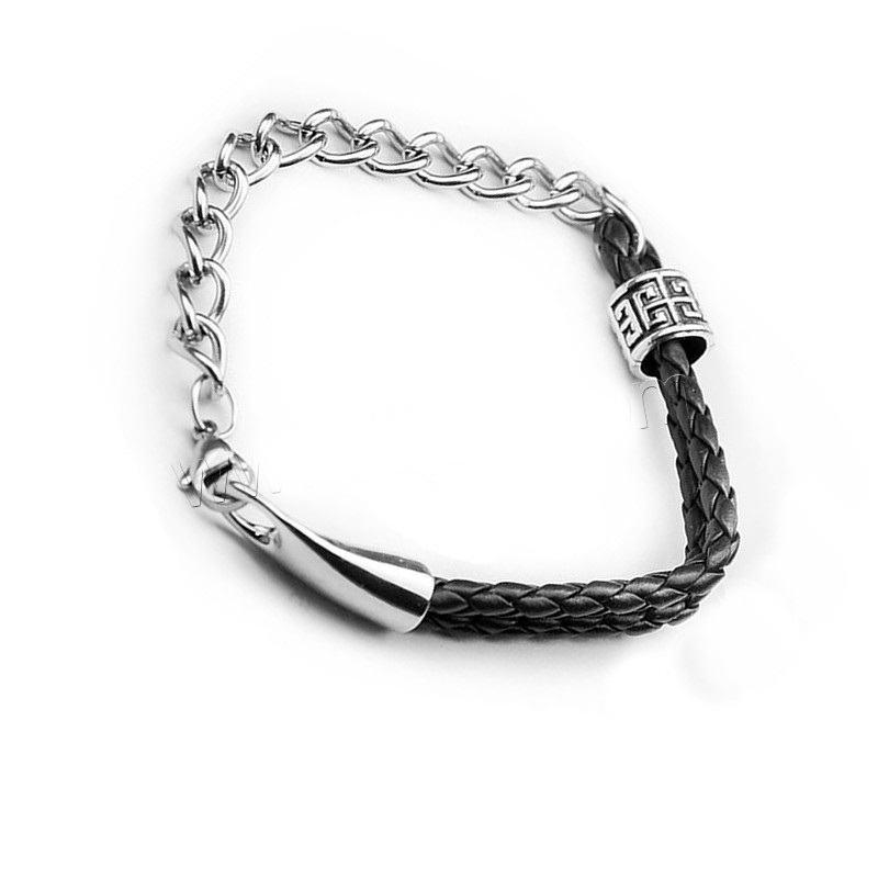 Bracelet PU Leather, with Zinc Alloy, twist oval chain  - 2