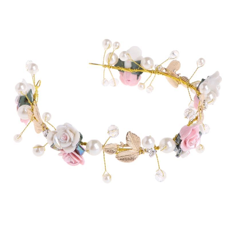 Women Hair Band Bowknot Hairband Wedding  Faux Pearl Crystal  SET - 7