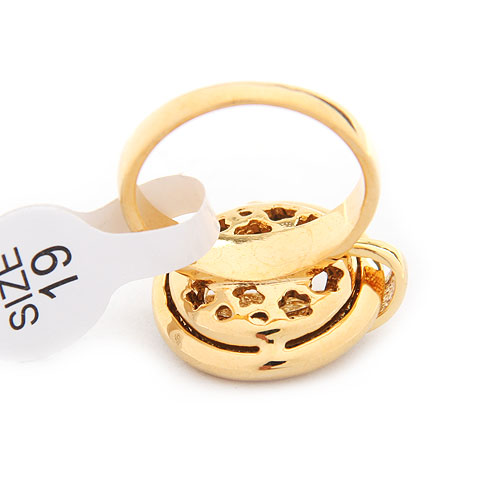 Fashion Alloy Rhinestone Surface Twisted Band Ring - 4