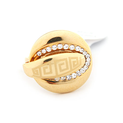 Fashion Alloy Rhinestone Surface Twisted Band Ring - 2