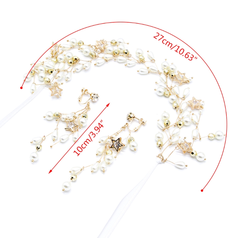 Women Hair Band Bowknot Hairband Wedding  Faux Pearl Crystal SET - 4