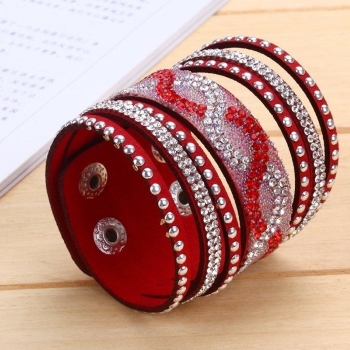 Strass Läderarmband Armring
