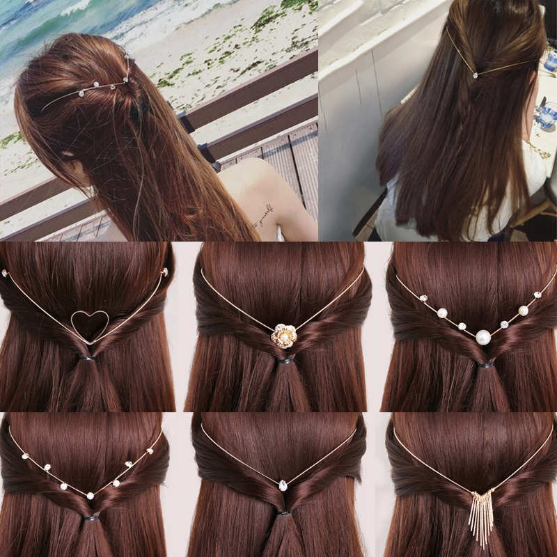 Women Hair Band Bowknot Hairband Wedding  Faux Pearl Crystal
