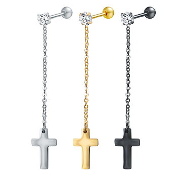  Tragus Piercing  Örhänge CZ kors hängande 1st