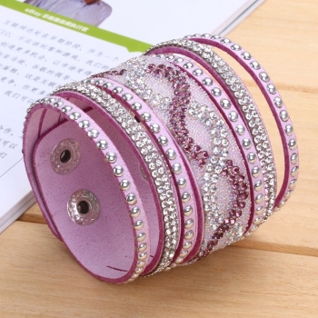Strass Läderarmband Armring