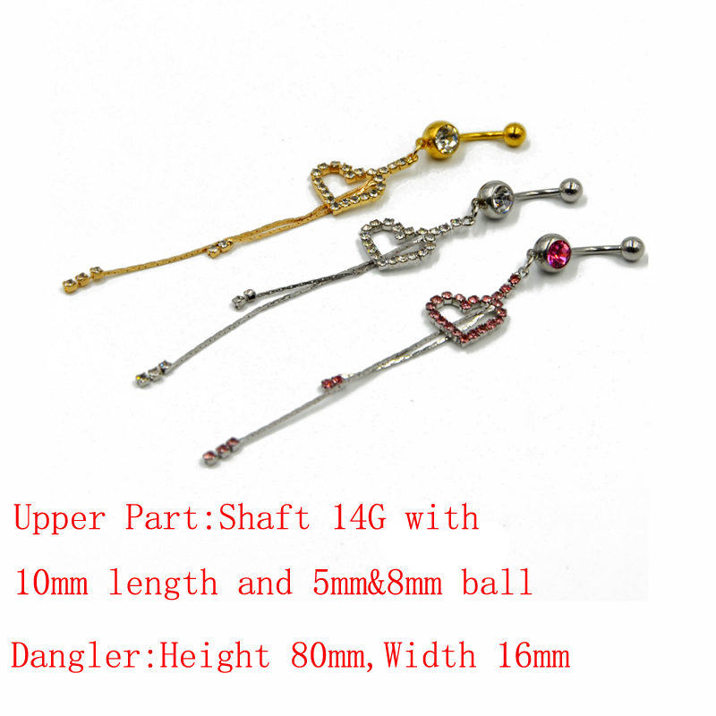 Navel Belly Button Ring Body Piercing 316l Steel crystal  - 2