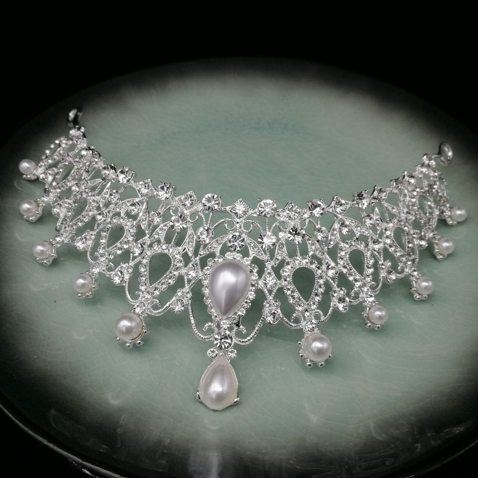 Kristall bröllop hår krona tiara - 2