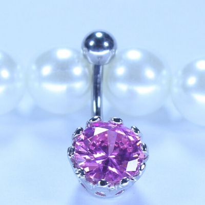 Bright CZ Diamond Flower Nipple Ring G23 Titanium Belly Button Rings - 2