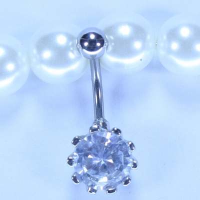 Bright CZ Diamond Flower Nipple Ring G23 Titanium Belly Button Rings - 3