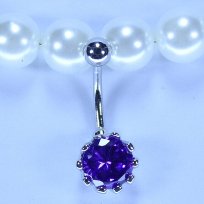 Bright CZ Diamond Flower Nipple Ring G23 Titanium Belly Button Rings - 4