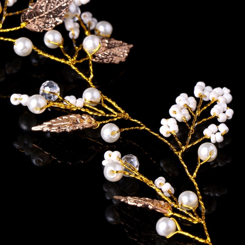 Women Hair Band Bowknot Hairband Wedding  Faux Pearl Crystal  - 5
