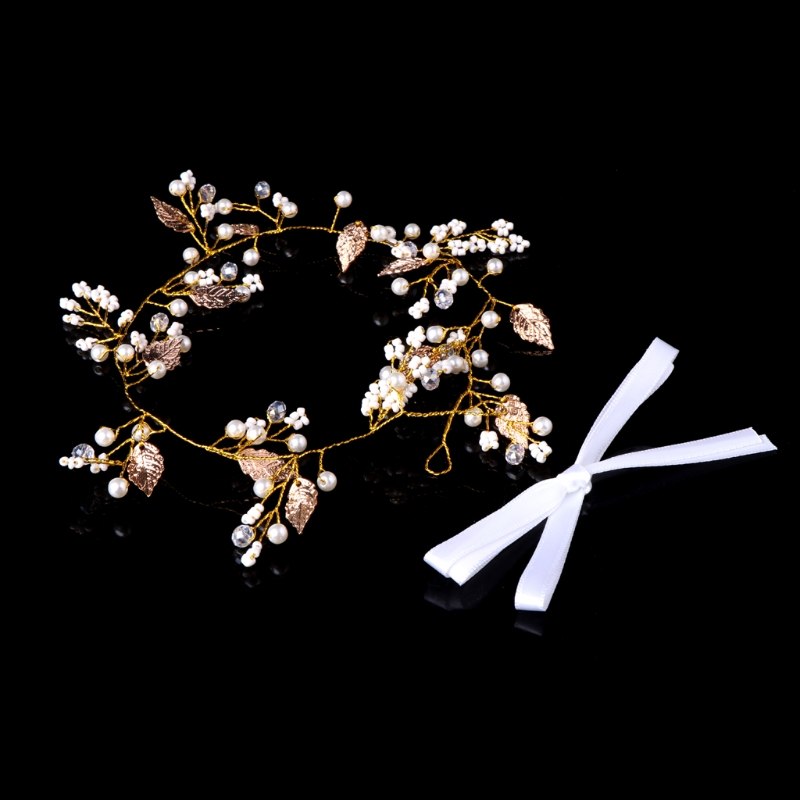 Women Hair Band Bowknot Hairband Wedding  Faux Pearl Crystal  - 4