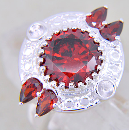 SILVER filled RED QUARTZ GEMSTONE RING SILVER 