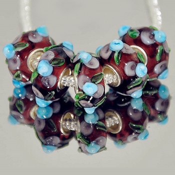 Silver Murano Glas Pärlor Lampwork Europeiska Berlock Armband