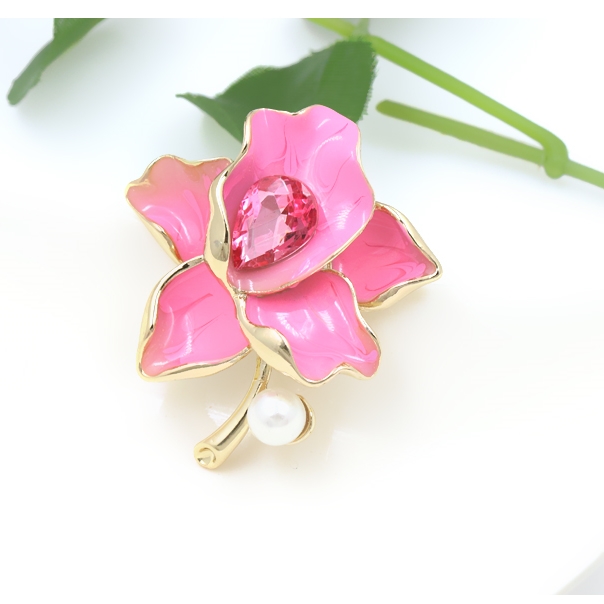 Brosch Kristall Emalj Blomma - 7