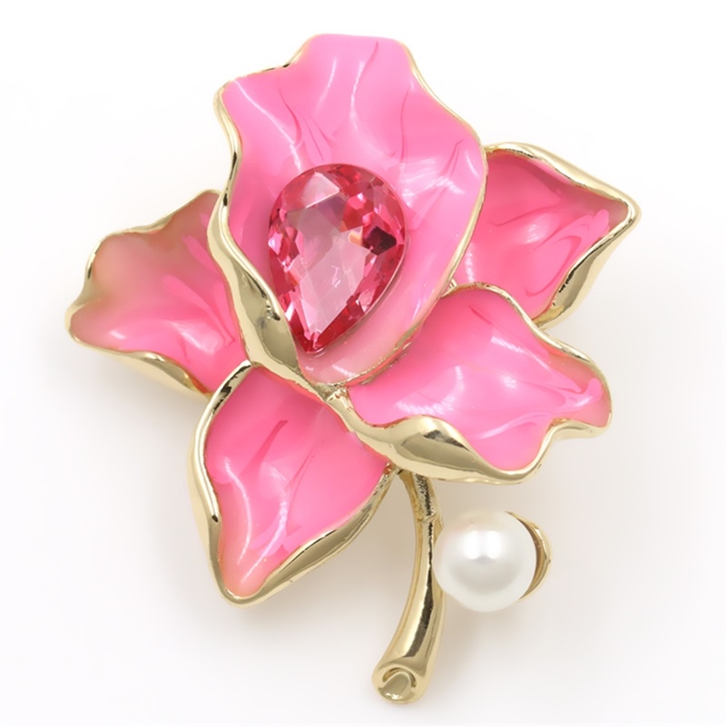 Brosch Kristall Emalj Blomma - 5