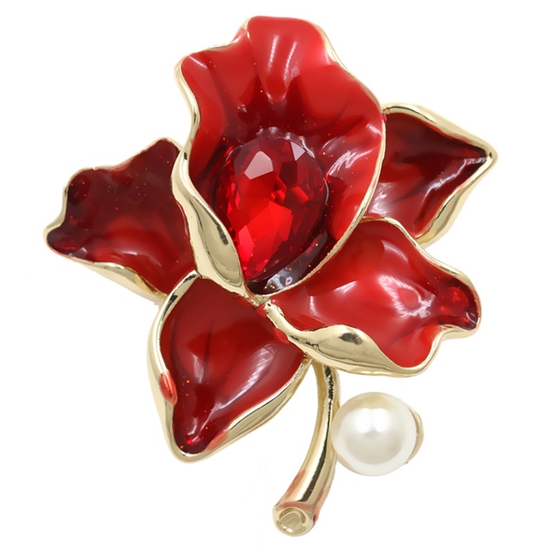 Brosch Kristall Emalj Blomma - 3