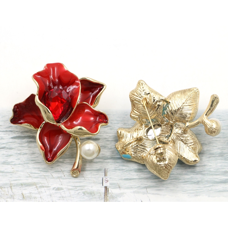 Brosch Kristall Emalj Blomma - 10