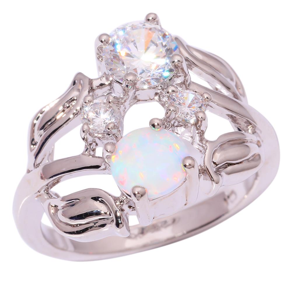 Silver FILLED RING White Fire Opal 
