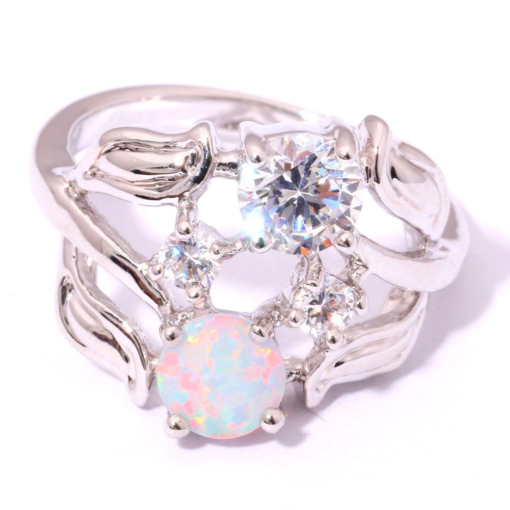 Silver FILLED RING White Fire Opal  - 4