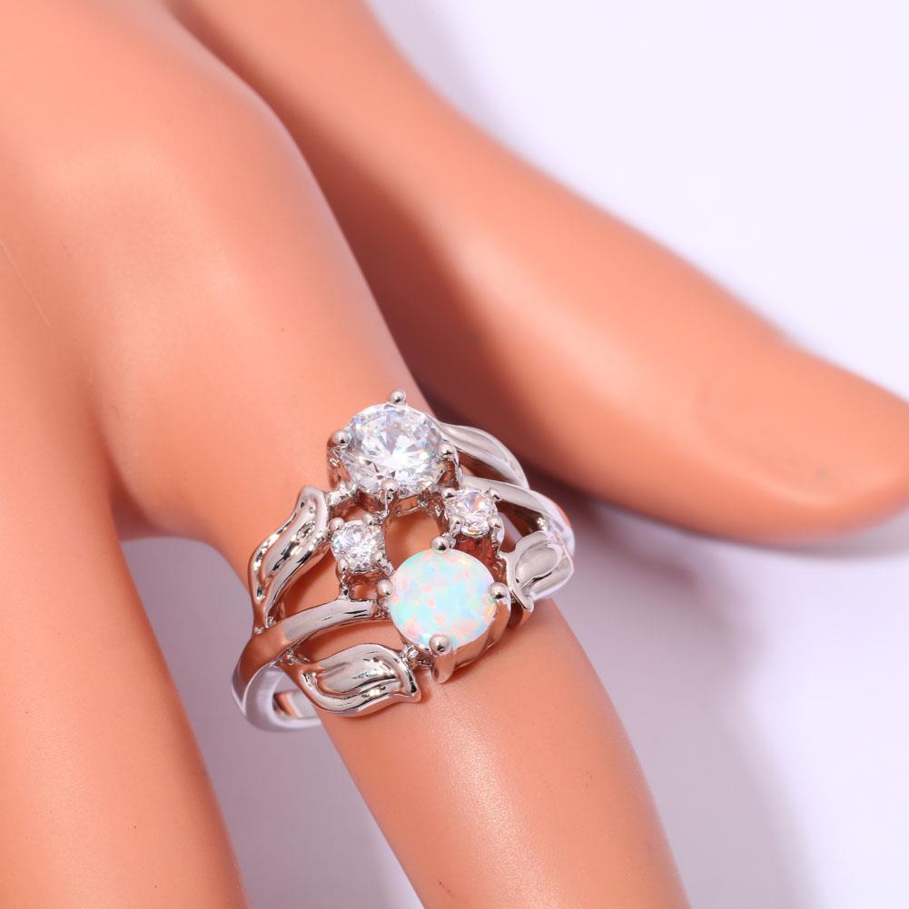 Silver FILLED RING White Fire Opal  - 3