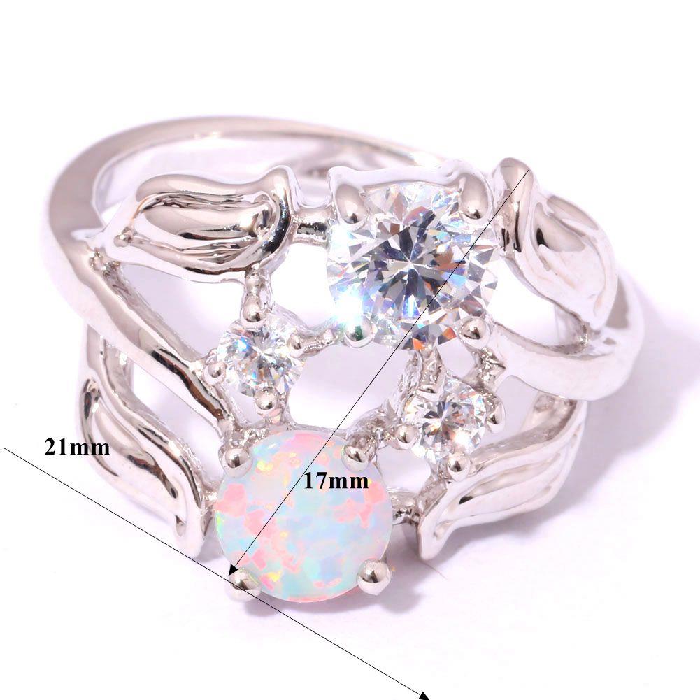 Silver FILLED RING White Fire Opal  - 5