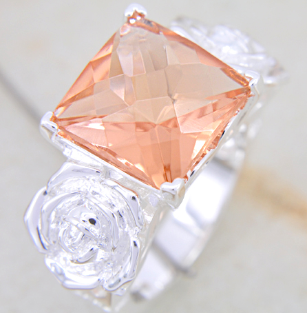 SILVER filled morganite ädelsten ring # 17