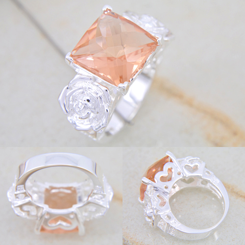 SILVER filled morganite ädelsten ring # 17 - 2
