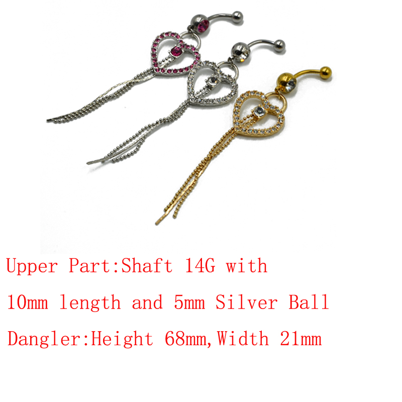 Navel Belly Button Ring Body Piercing 316l Steel crystal  - 2