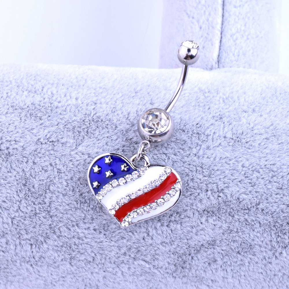 american Flag Heart Navel - 2