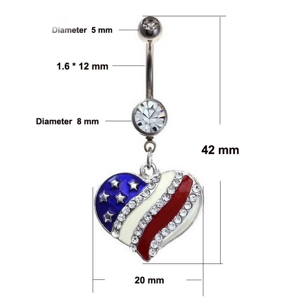 american Flag Heart Navel - 3