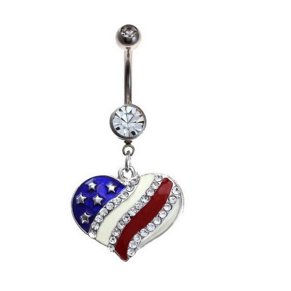 american Flag Heart Navel