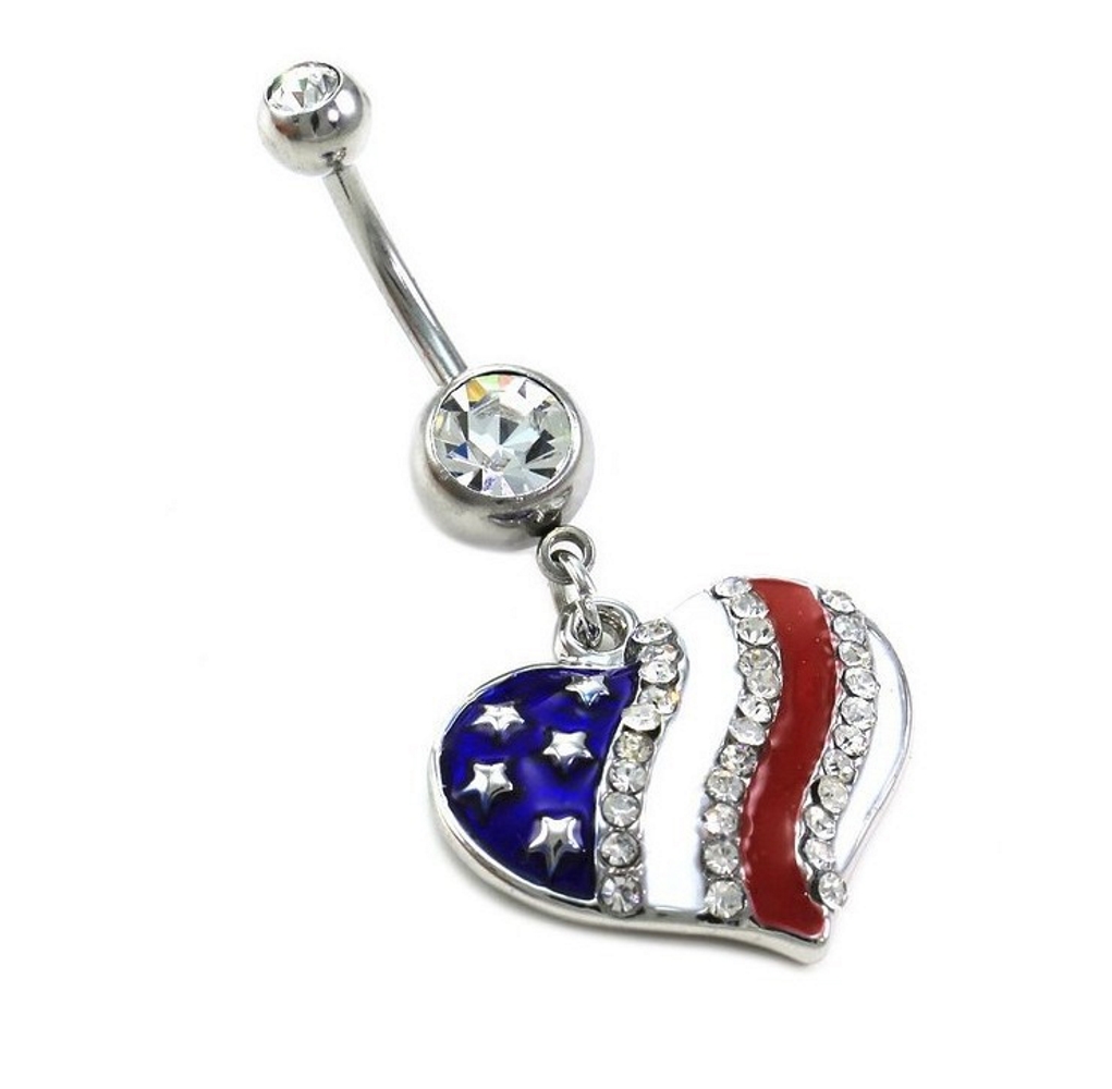 american Flag Heart Navel - 4
