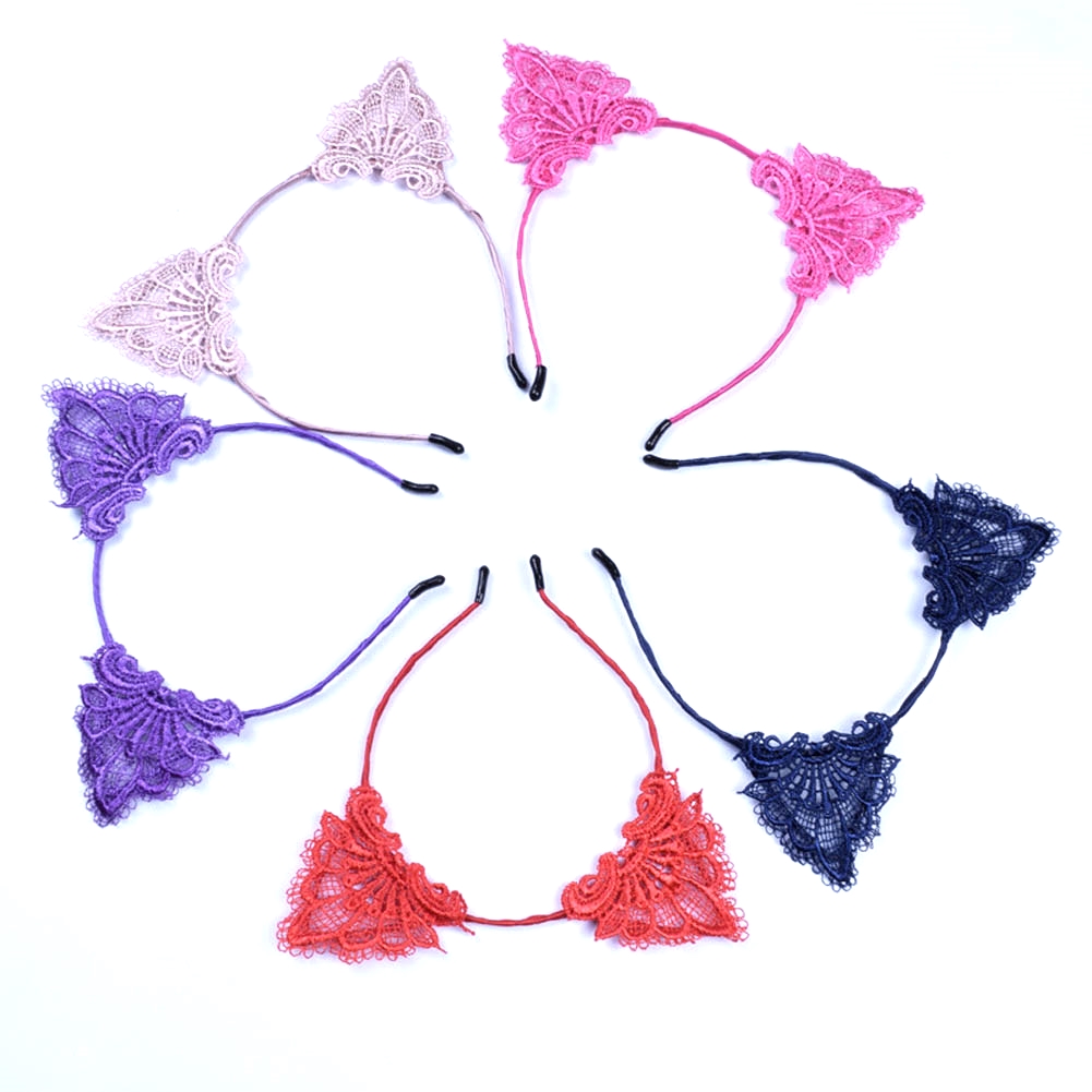 Sexy Lady Black Lace Cat Ears headband hair accessories - 3