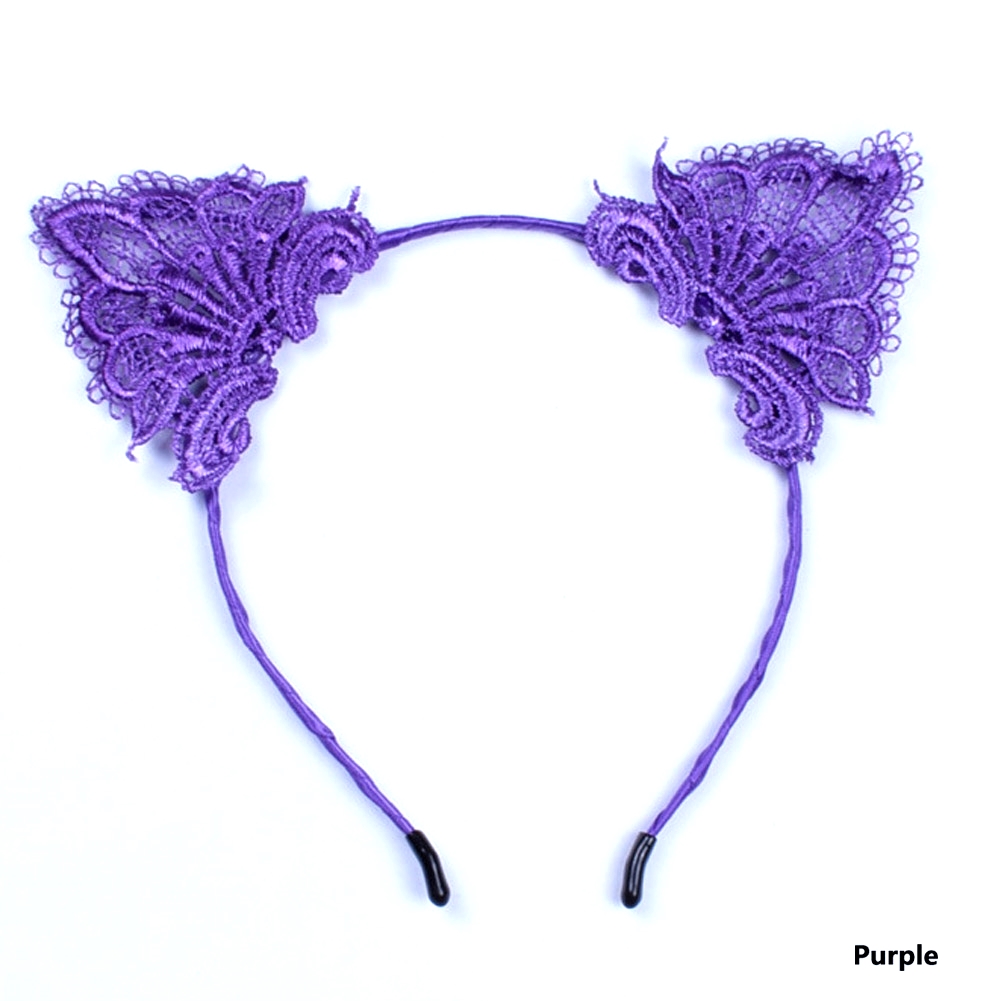 Sexy Lady Black Lace Cat Ears headband hair accessories - 8