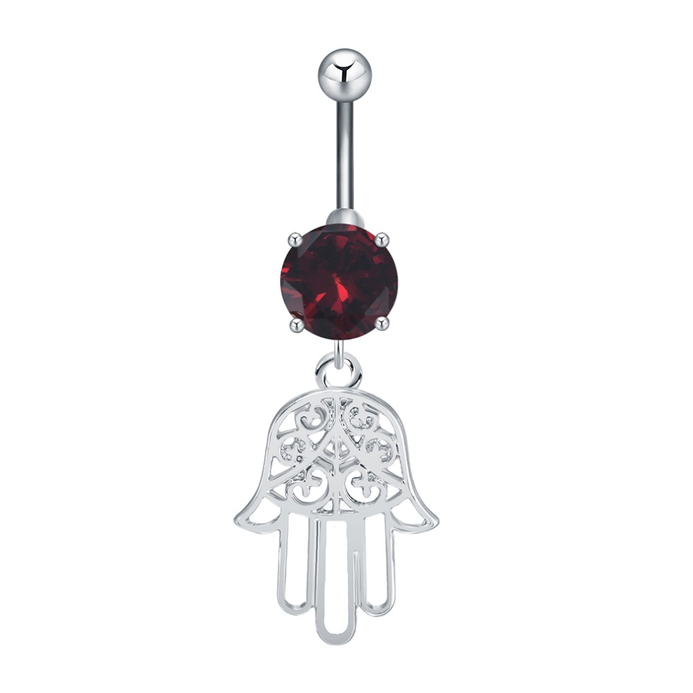 Navel Belly Button Ring Body Piercing 316l Steel crystal  Fatima Hand Hamsa