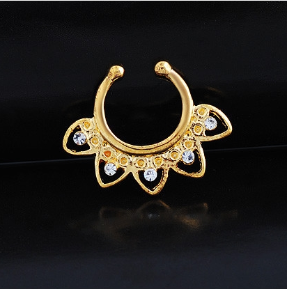 YELLOW GOLD Nose Rings Body Piercing Fake Septum Clicker - 2