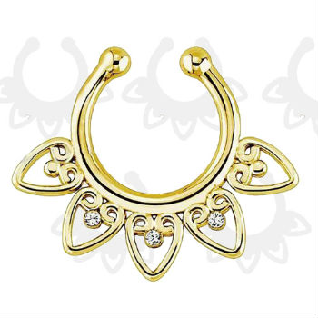 YELLOW GOLD Nose Rings Body Piercing Fake Septum Clicker