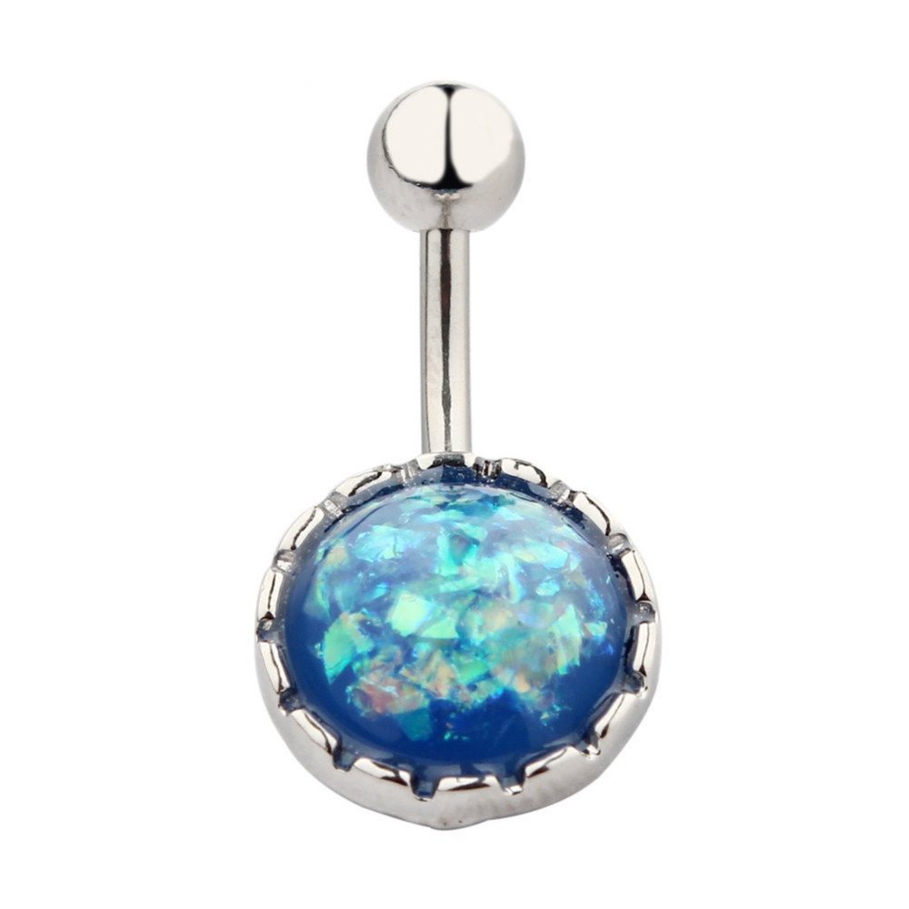 Navel Jewelry piercing 14G 316L Surgical Steel Resin Opal
