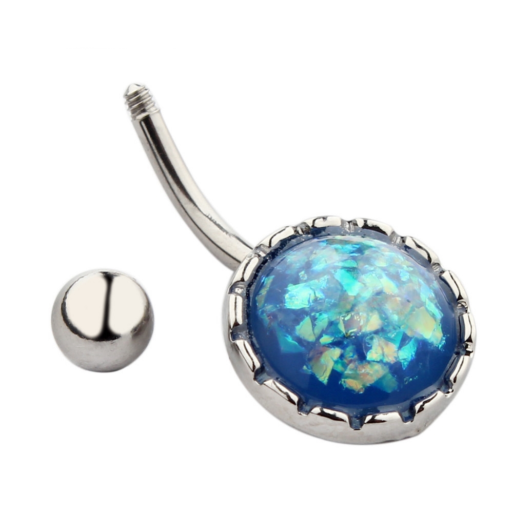 Navel Jewelry piercing 14G 316L Surgical Steel Resin Opal - 2