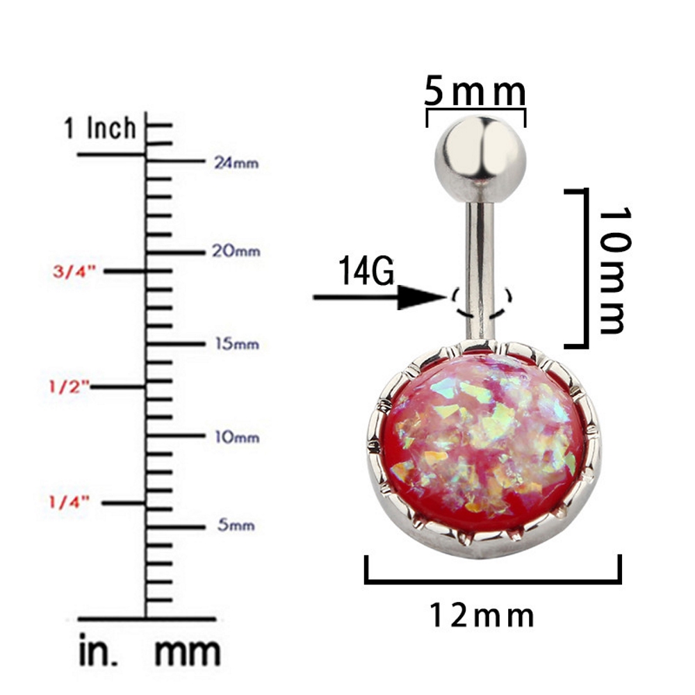Navel Jewelry piercing 14G 316L Surgical Steel Resin Opal - 3