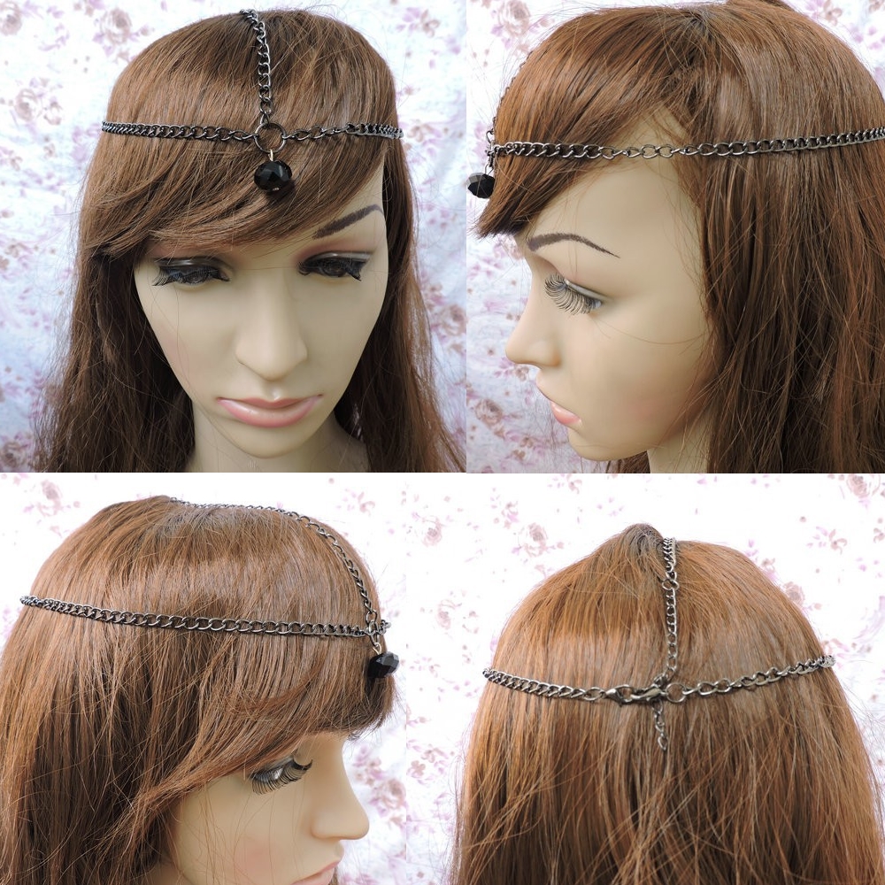 Women Hair Band Chains pearl tiara bridal - 2