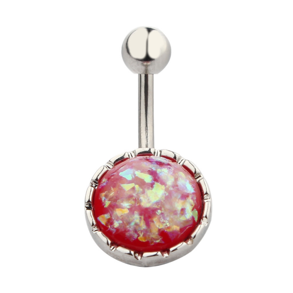 Navel Jewelry piercing 14G 316L Surgical Steel Resin Opal