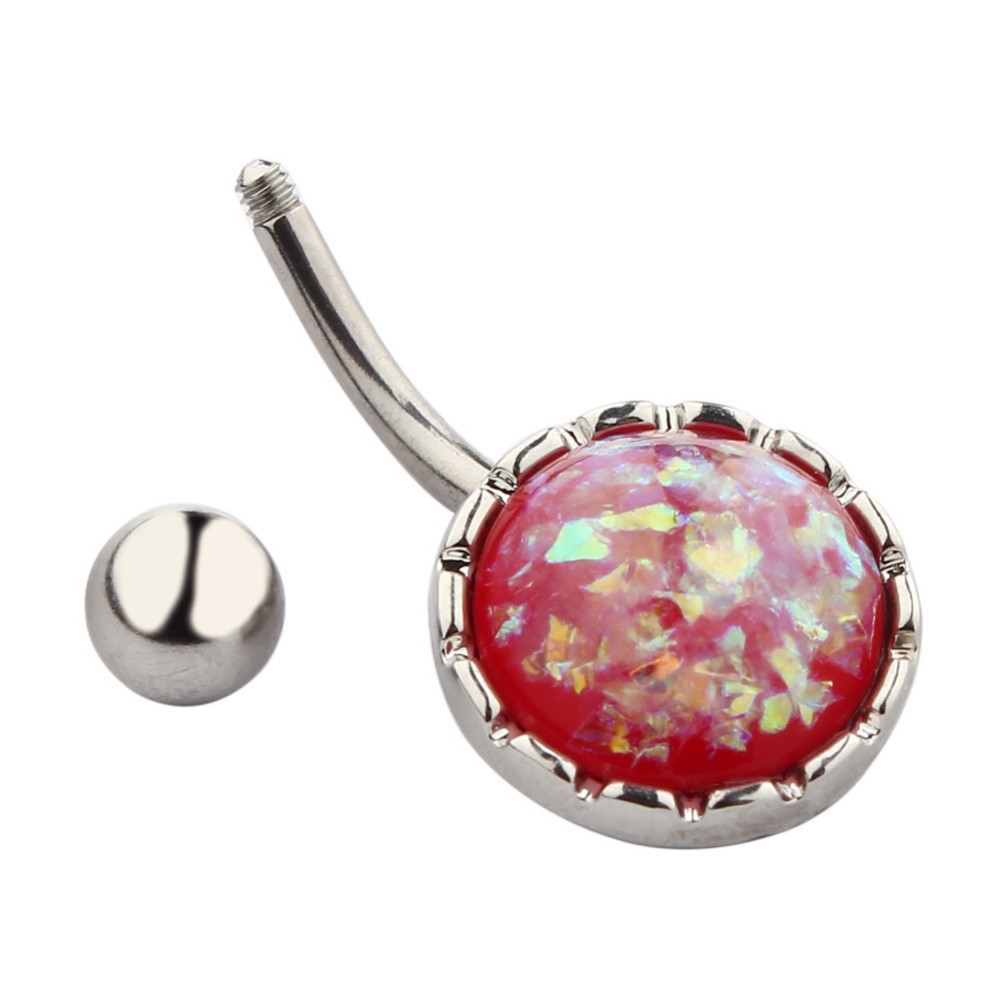 Navel Jewelry piercing 14G 316L Surgical Steel Resin Opal - 3