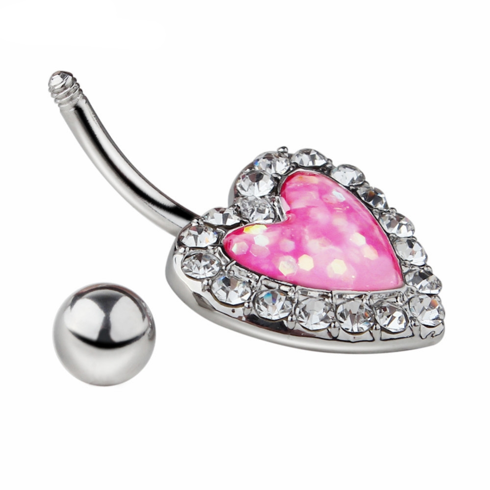 Navel Jewelry piercing 14G 316L Surgical Steel Resin Opal - 2