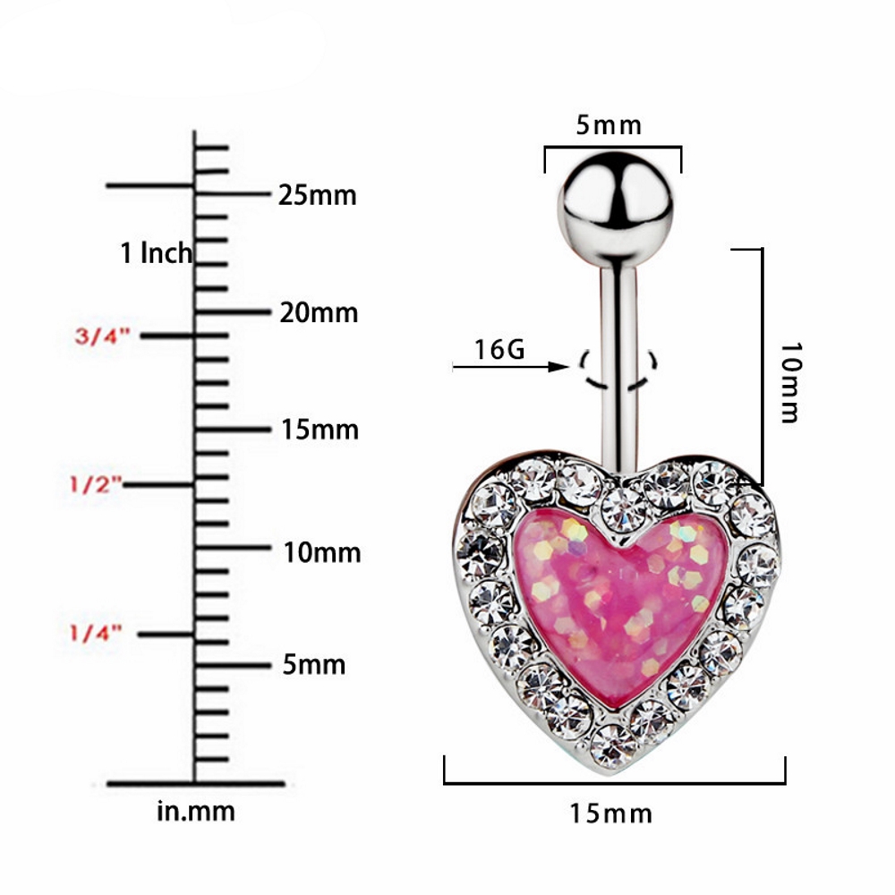 Navel Jewelry piercing 14G 316L Surgical Steel Resin Opal - 3