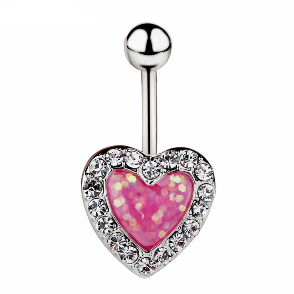 Navel Jewelry piercing 14G 316L Surgical Steel Resin Opal