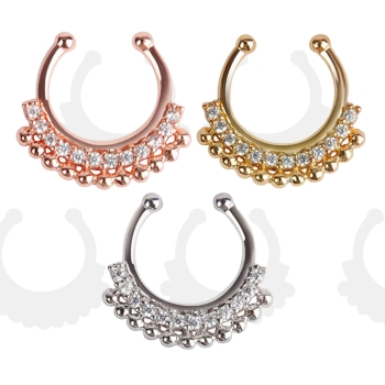 YELLOW GOLD Nose Rings Body Piercing Fake Septum Clicker - 2