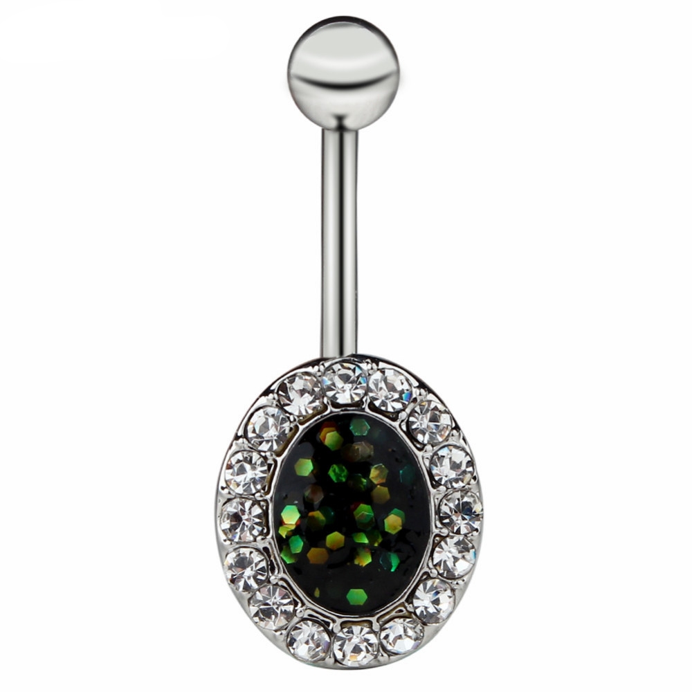 Navel Jewelry piercing 14G 316L Surgical Steel Resin Opal