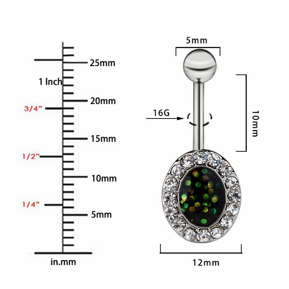Navel Jewelry piercing 14G 316L Surgical Steel Resin Opal - 2